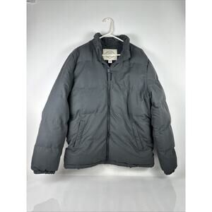 St Johns Bay Puffer Jacket Mens Medium Gray Polyester Water Resistant